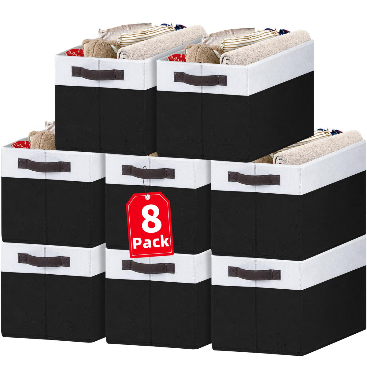 Criusia Large Storage Baskets 8 Pack Versatile Fabric Storage Bins for Closet Cabinet Wardrobe Nursery Pantry | Nursery Organizer Bins for Baby Diaper Toys Clothes | Housewarming Mothers Day Gift