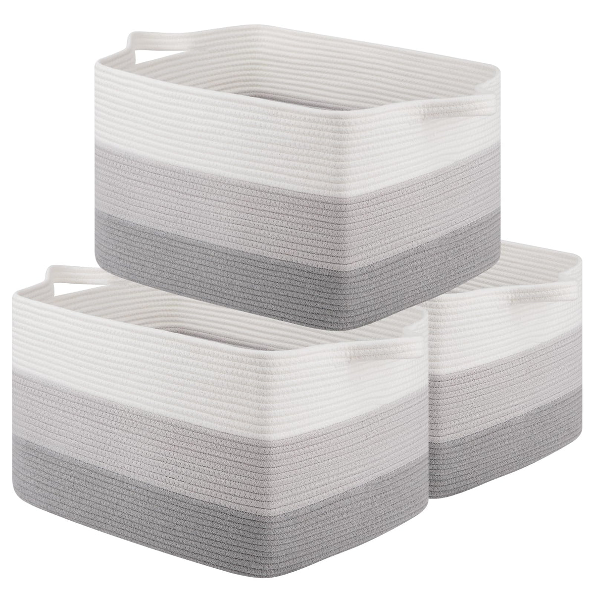 OIAHOMY Cotton Rope Storage Baskets for Organizing Gradient Yellow 3-Pack