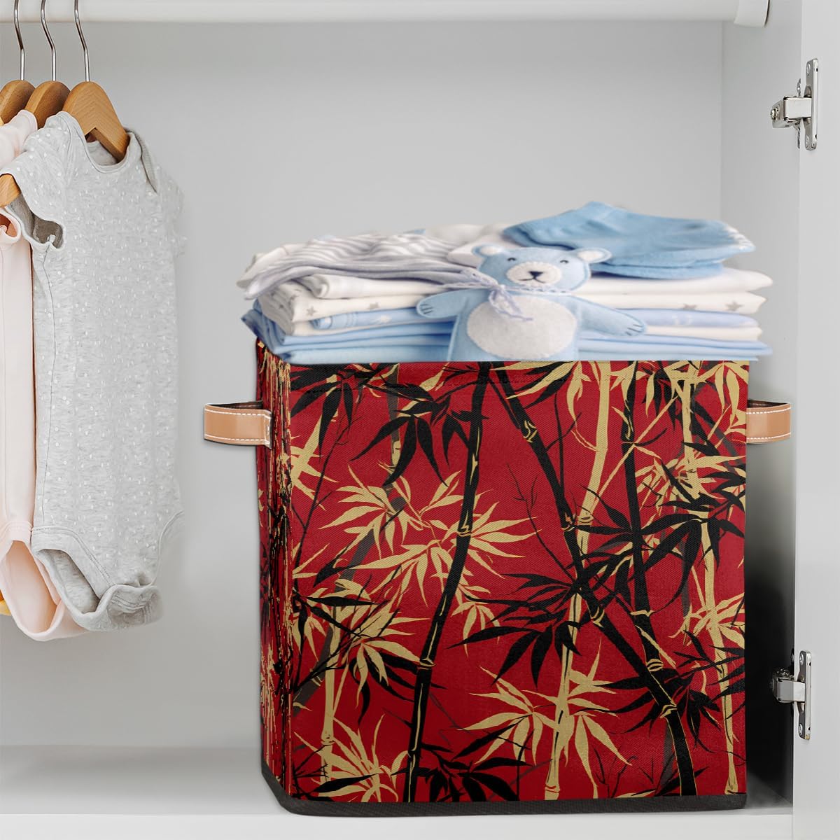 13x13 Cube Storage Bin Vintage Japanese Style Tree Leaves Fabric Storage Basket Organizer for Living Room Shelves Closet