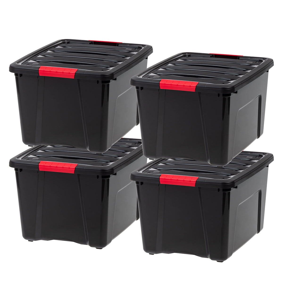 IRIS USA 6-Pack 32 Quart Storage Bins with Lids, Black
