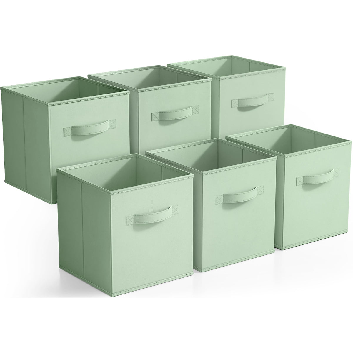 Sorbus Fabric Storage Cubes, 6-Pack Foldable Bins (11 Inch, Dark Green)