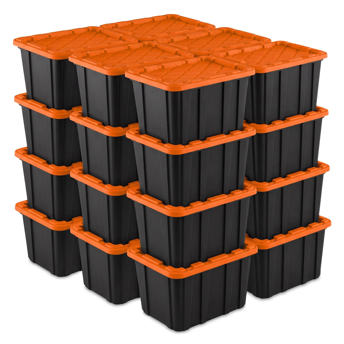 Sterilite Industrial Storage Tote with Lids for Garage, 38 Gallon, 4-Pack