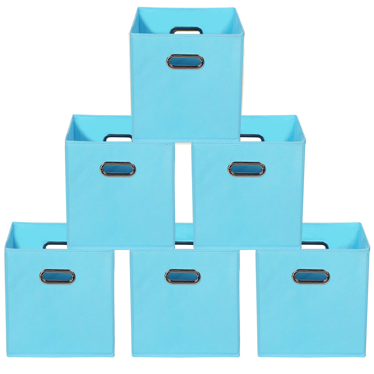 Yunkeeeper storage bins Cubes, Fabric Cube Organizer with Handle, Foldable Cube Bins for Cloth or Accessary Storage, 11x11x11, Set of 3,(Gray)