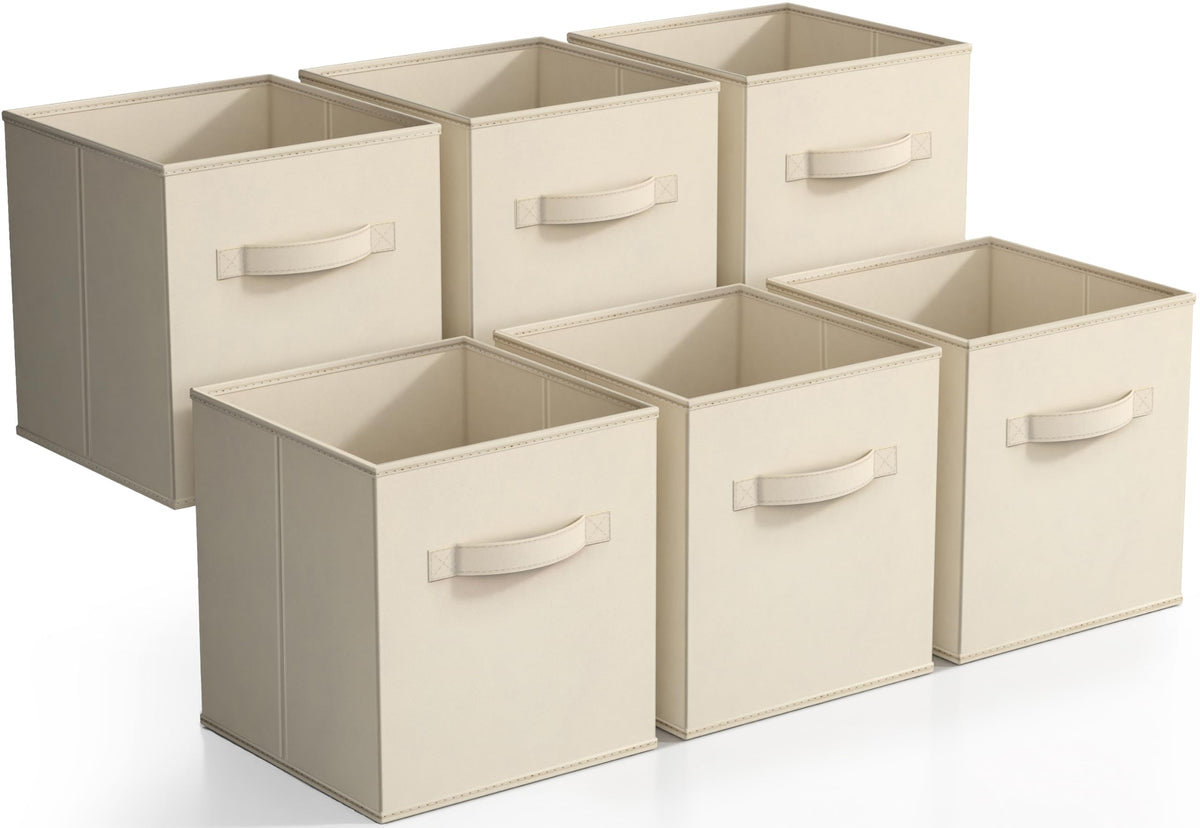 Sorbus Fabric Storage Cubes, 6-Pack Foldable Bins (11 Inch, Dark Green)