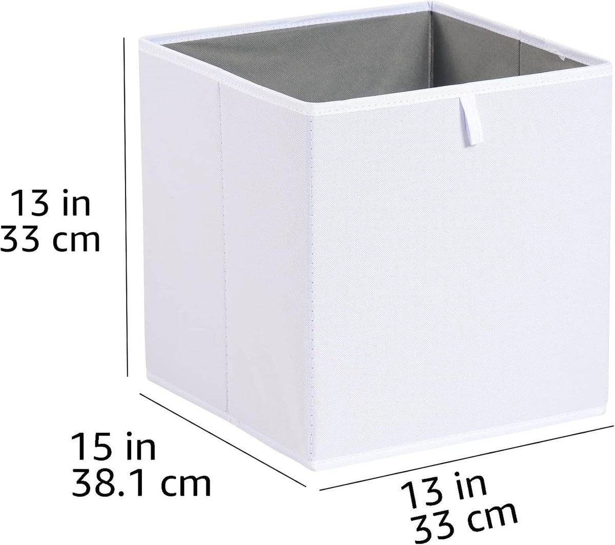 Amazon Basics Collapsible Cube Storage Organizer Bins, Closet Organizer Baskets for Shelves, Space-Saving, White, 13" x 15" x 13", 6-Pack