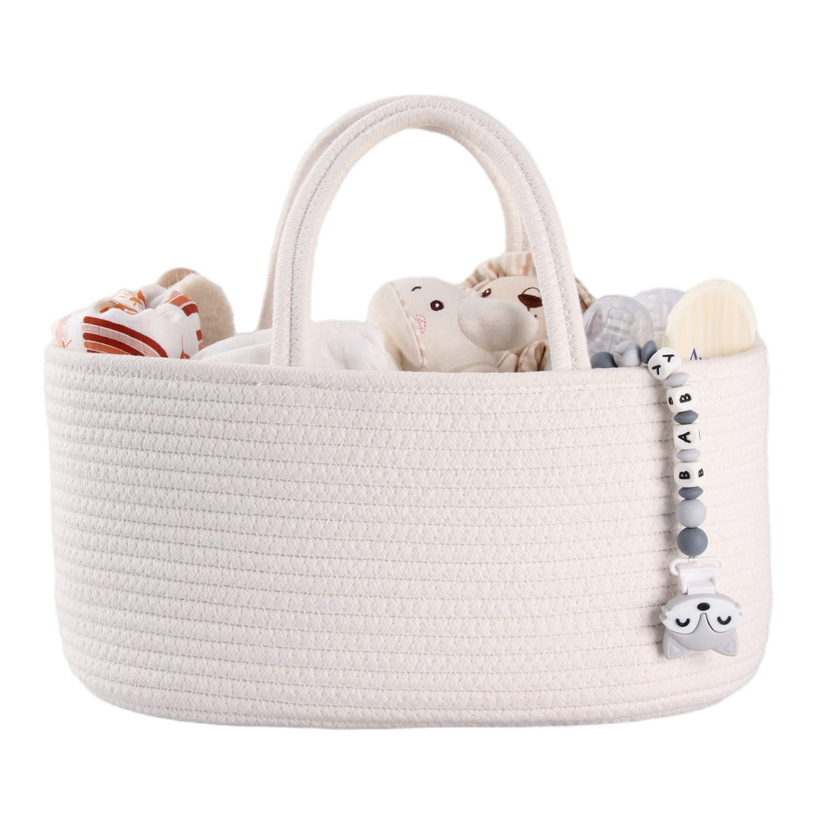 XUANGUO Cotton Rope Baby Diaper Caddy Organizer Basket Light Green