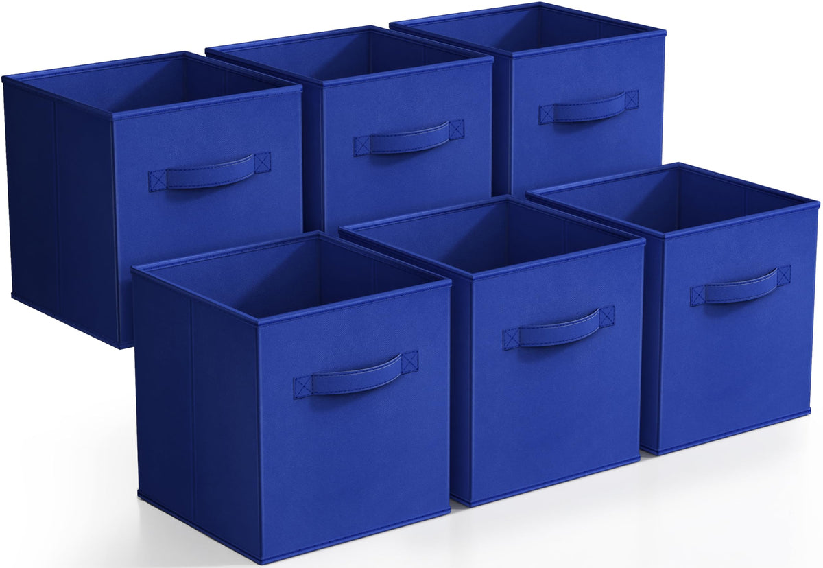 Sorbus Fabric Storage Cubes, 6-Pack Foldable Bins (11 Inch, Dark Green)