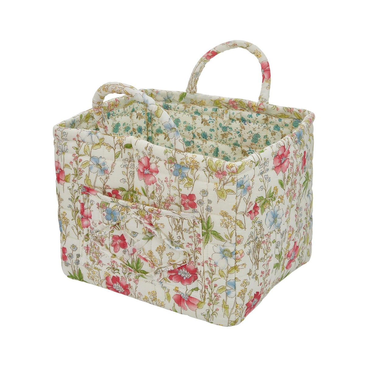 Boho Fabric Storage Basket, Large Capacity Laundry Basket, 12.2'' x 10.23'' x 10.23'' Collapsible Laundry Hamper with Easy Carry Handles (B Multi-Color 1, L)