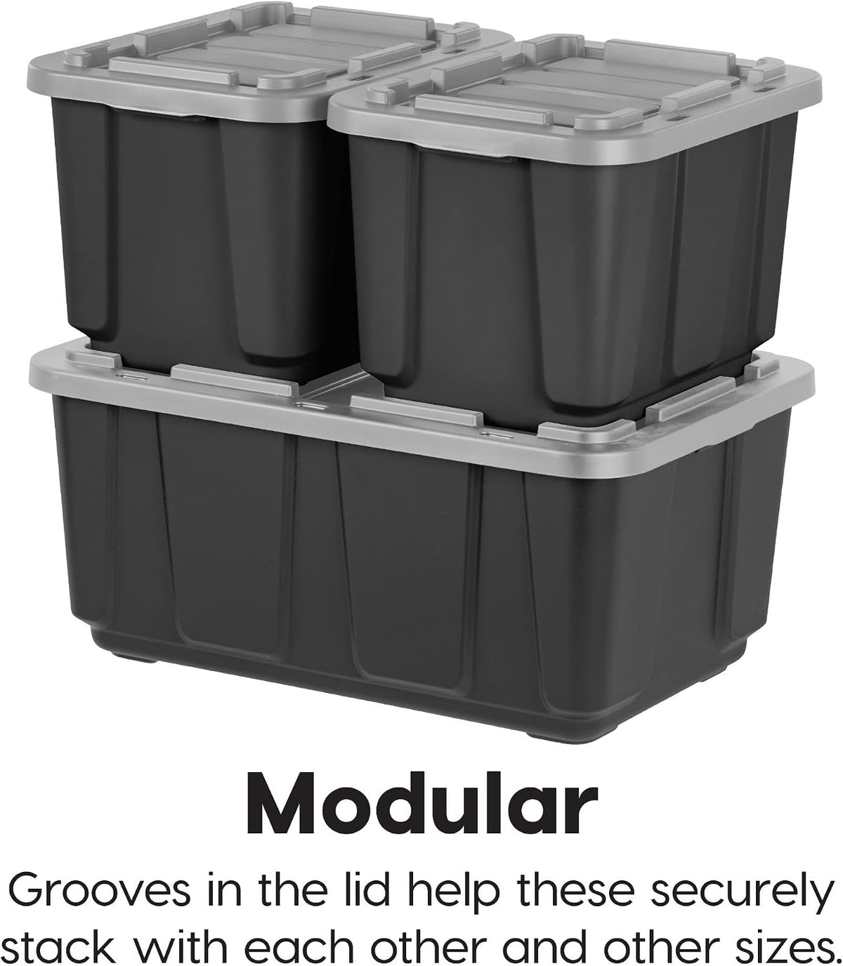 IRIS USA 4-Pack 27 Gal Heavy Duty Storage Tote Bins with Lids, Gray