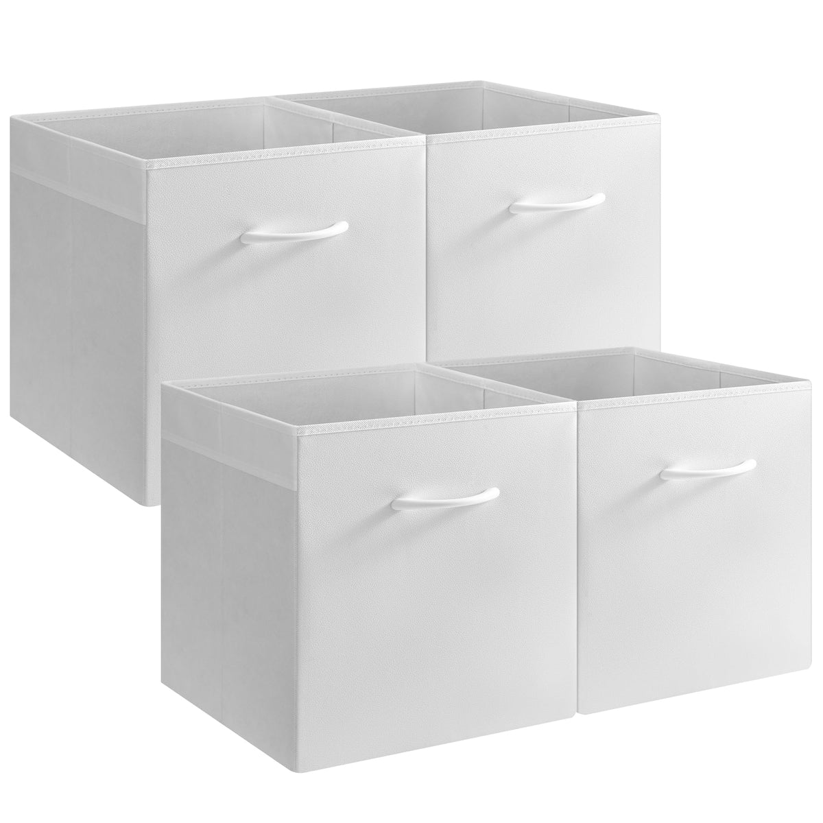 StorageWorks Black Storage Bins, Leather Storage Baskets, Large, 4-Pack