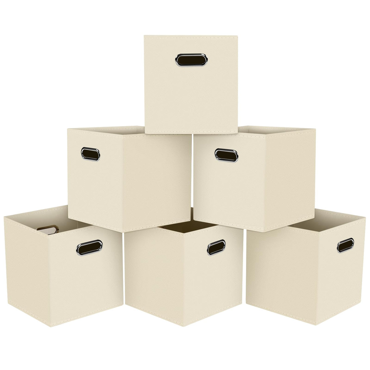Black Foldable Storage Cubes Bins , Fabric Storage Box Cubes Organizer Baskets with Dual Handles for Home Organizer (Black)
