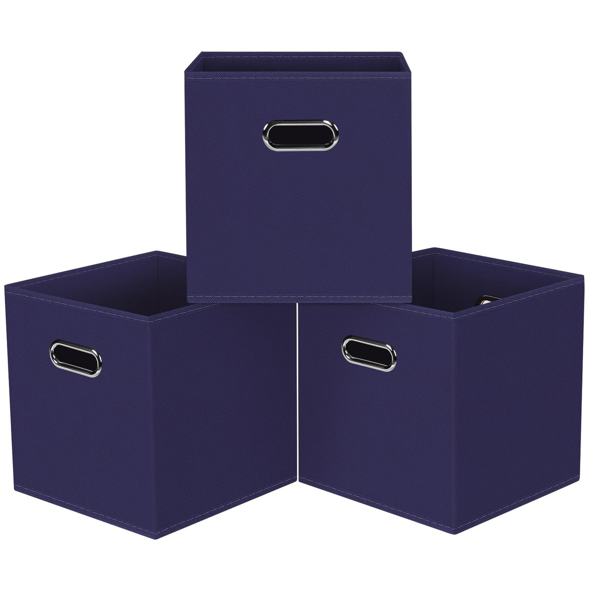 Black Foldable Storage Cubes Bins , Fabric Storage Box Cubes Organizer Baskets with Dual Handles for Home Organizer (Black)