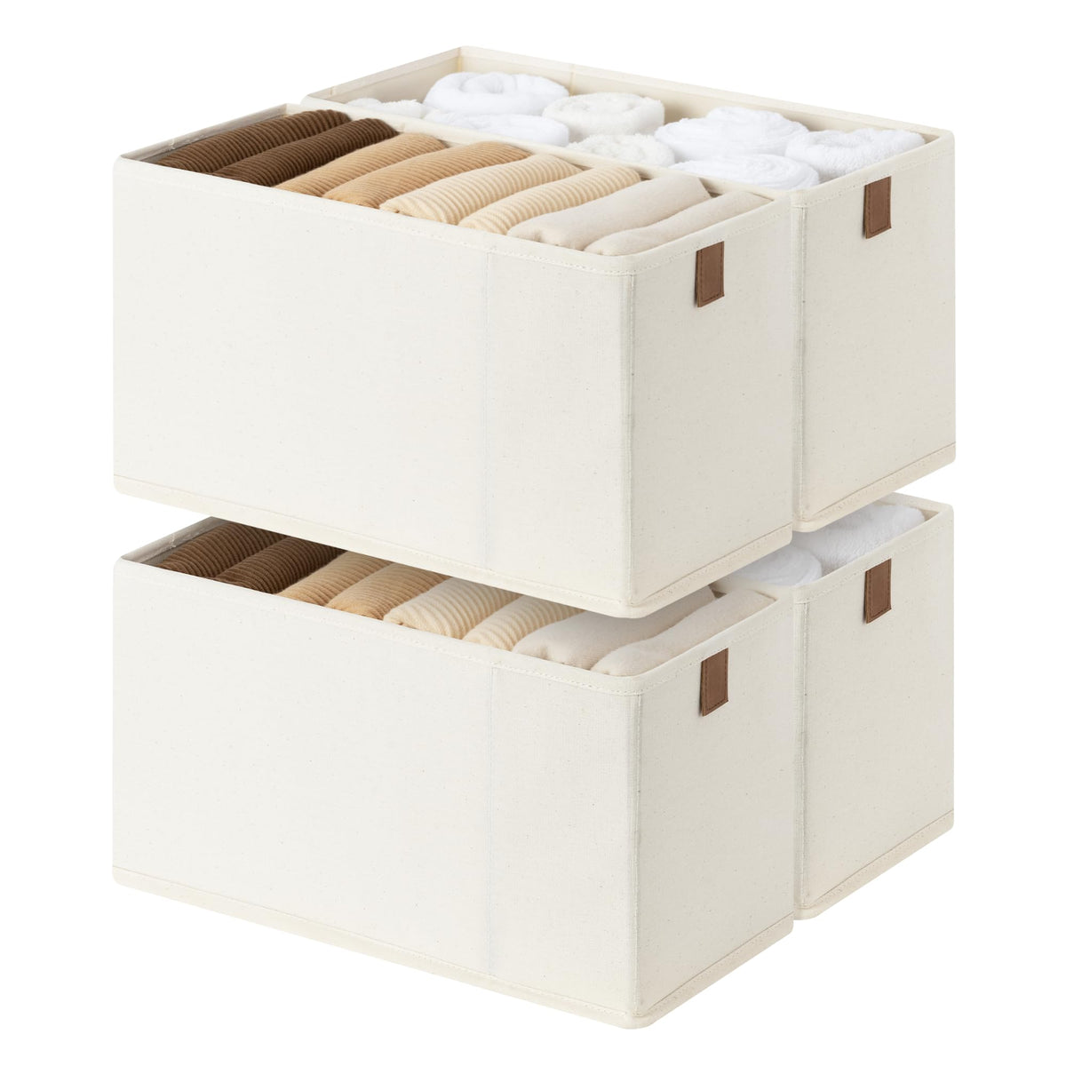 StorageWorks Narrow Closet Baskets, 6¼"Lx14¾Wx8¼H, 4-Pack, Brown&Beige