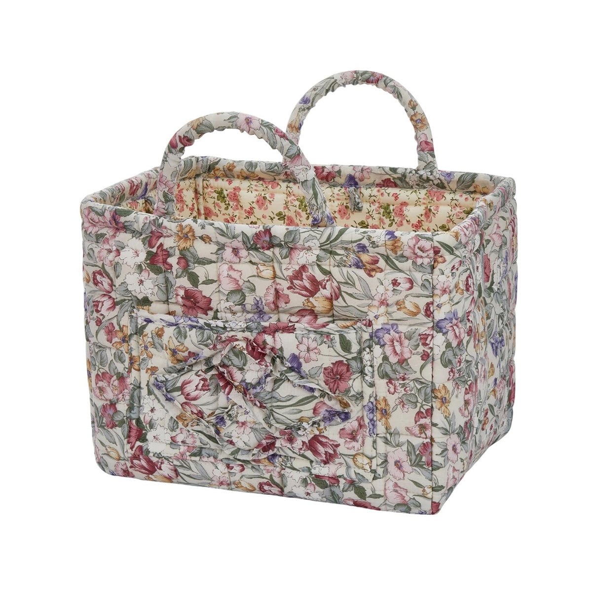 Quilted Laundry Basket with Handles - Multi-Purpose Fabric Storage Basket，Boho Fabric Storage Baskets with Handles for Car, Home & Nursery - Collapsible Square Organizer (Purple)