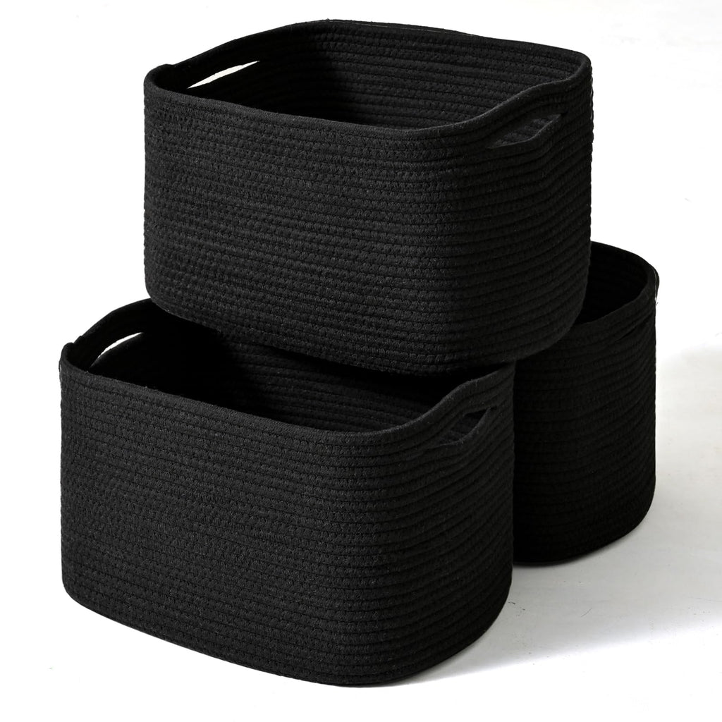 ICERZCZ Storage Baskets for Organizing Shelves 15x11x9.5 Off White 3 Packs