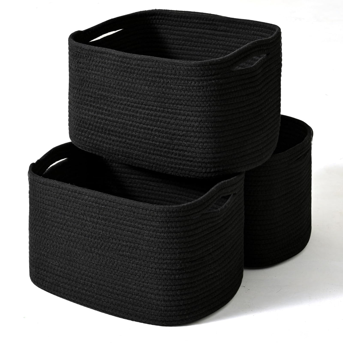 ICERZCZ Storage Baskets for Organizing Shelves 15x11x9.5 Off White 3 Packs