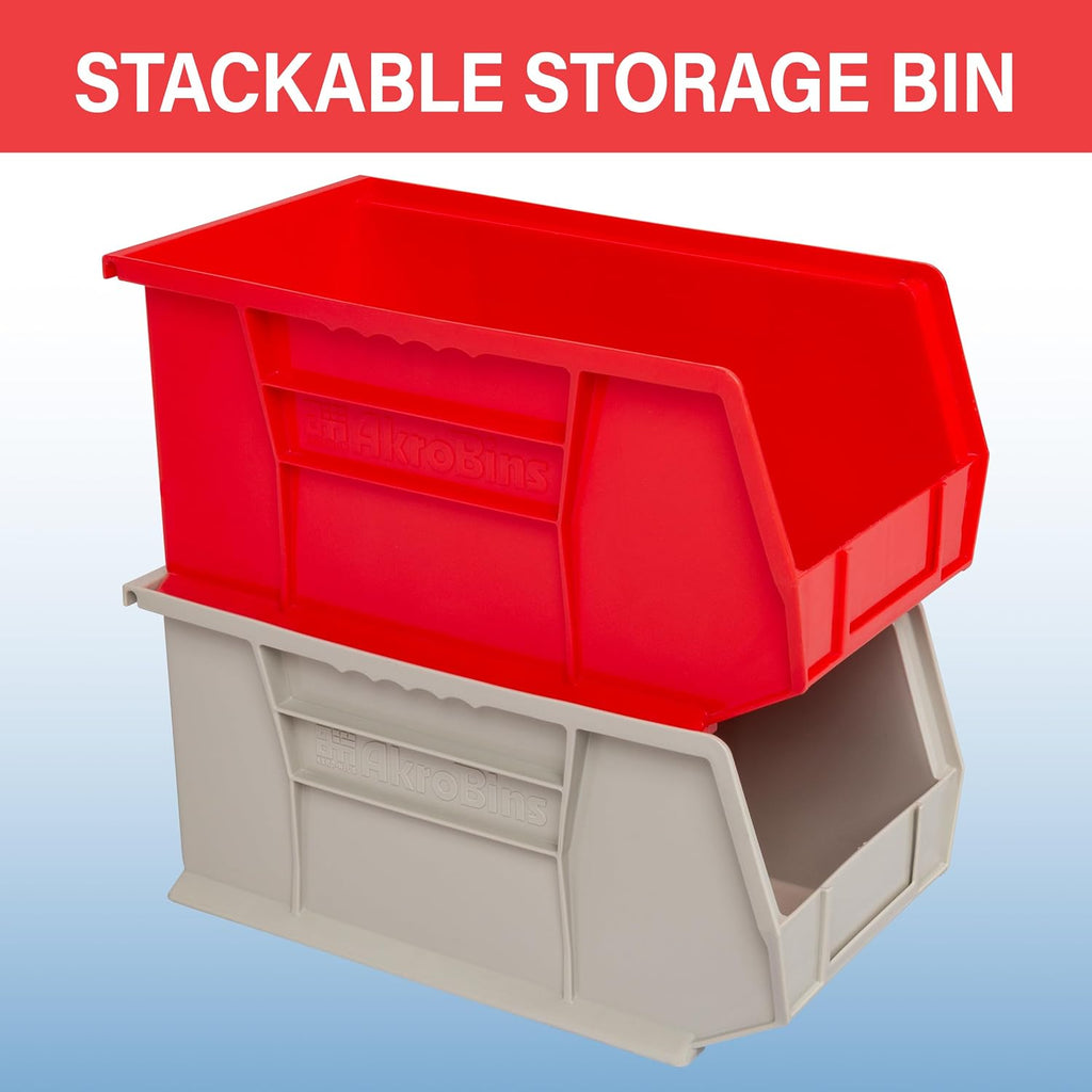 Akro-Mils 12 Pack AkroBins Plastic Storage Bins, Space-Saving Stackable Organizers for Garage, Classroom and Warehouse Organization, Blue