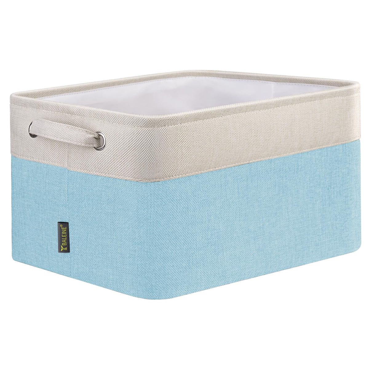 BALEINE 3 Pack Fabric Closet Storage Bins for Shelves, Linen Closet Organizers and Storage, Decorative Baskets for Organizing, Shelf, Clothes, Home, Office (Grey, 15"x11"x9.5")