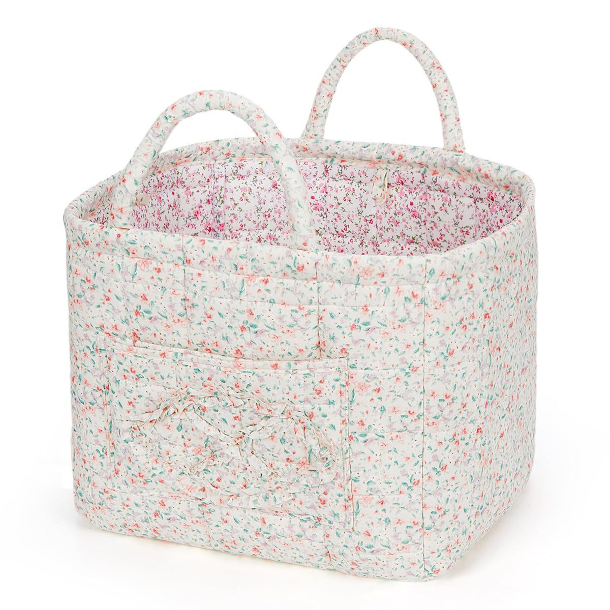 Floral Fabric Storage Basket Car Interior Storage Basket Underwear Sundries Laundry Baskets Supplies Home Organizer Bag (Red plaid)