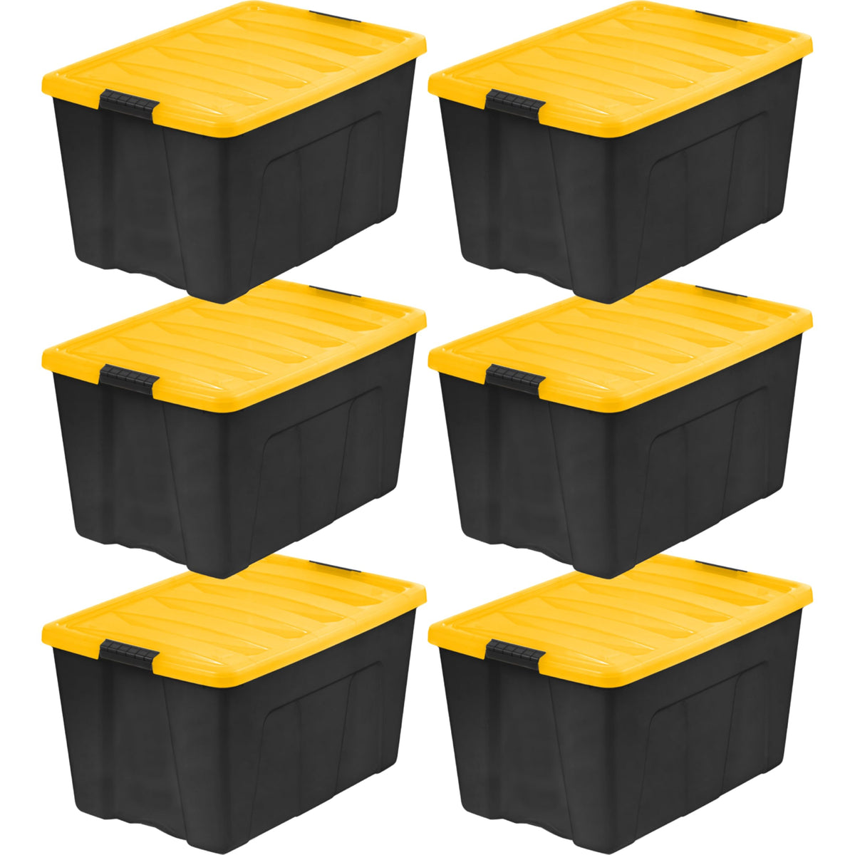 IRIS USA 6-Pack 32 Quart Storage Bins with Lids, Black