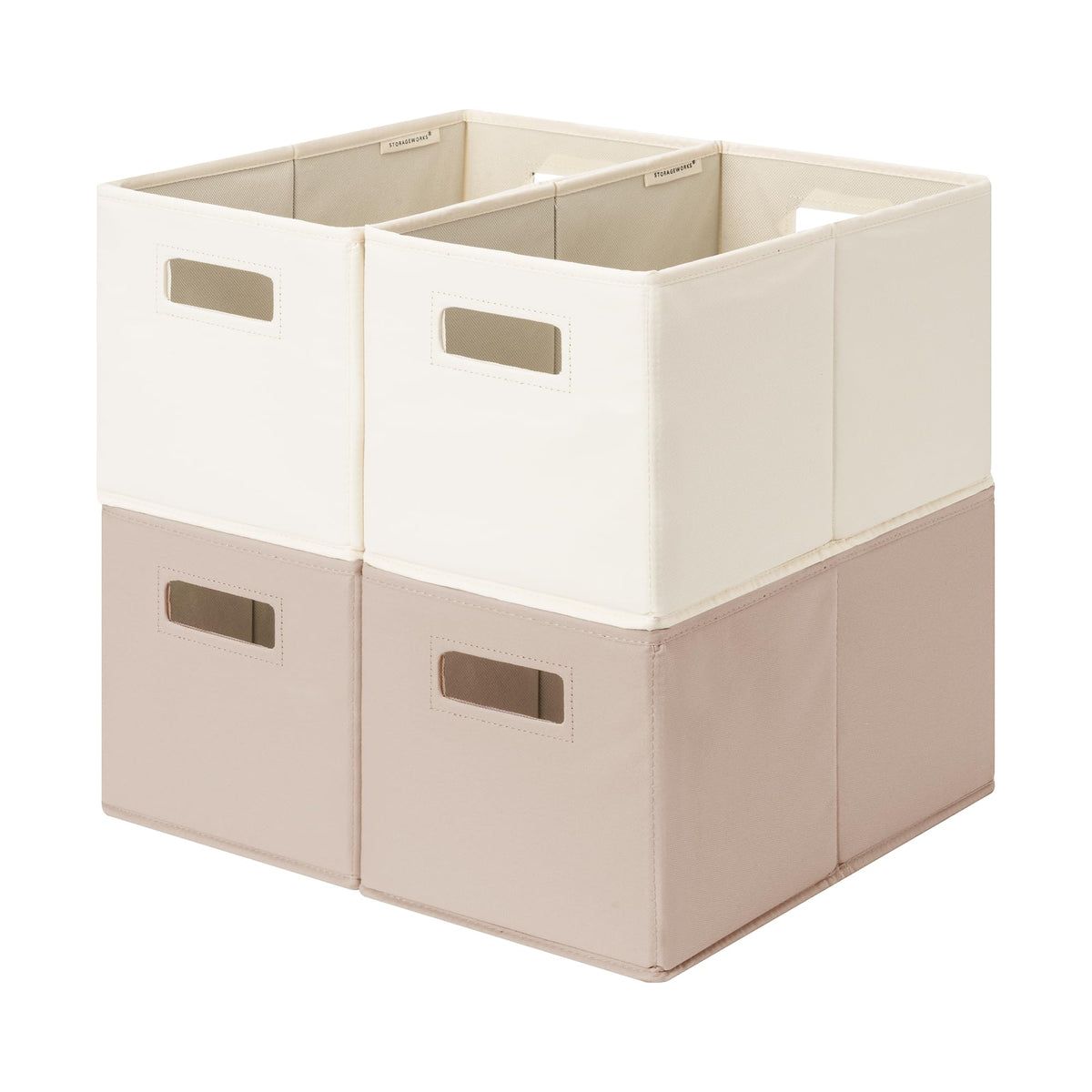 StorageWorks Fabric Storage Bins for Shelves, Medium, 2-Pack, Ivory