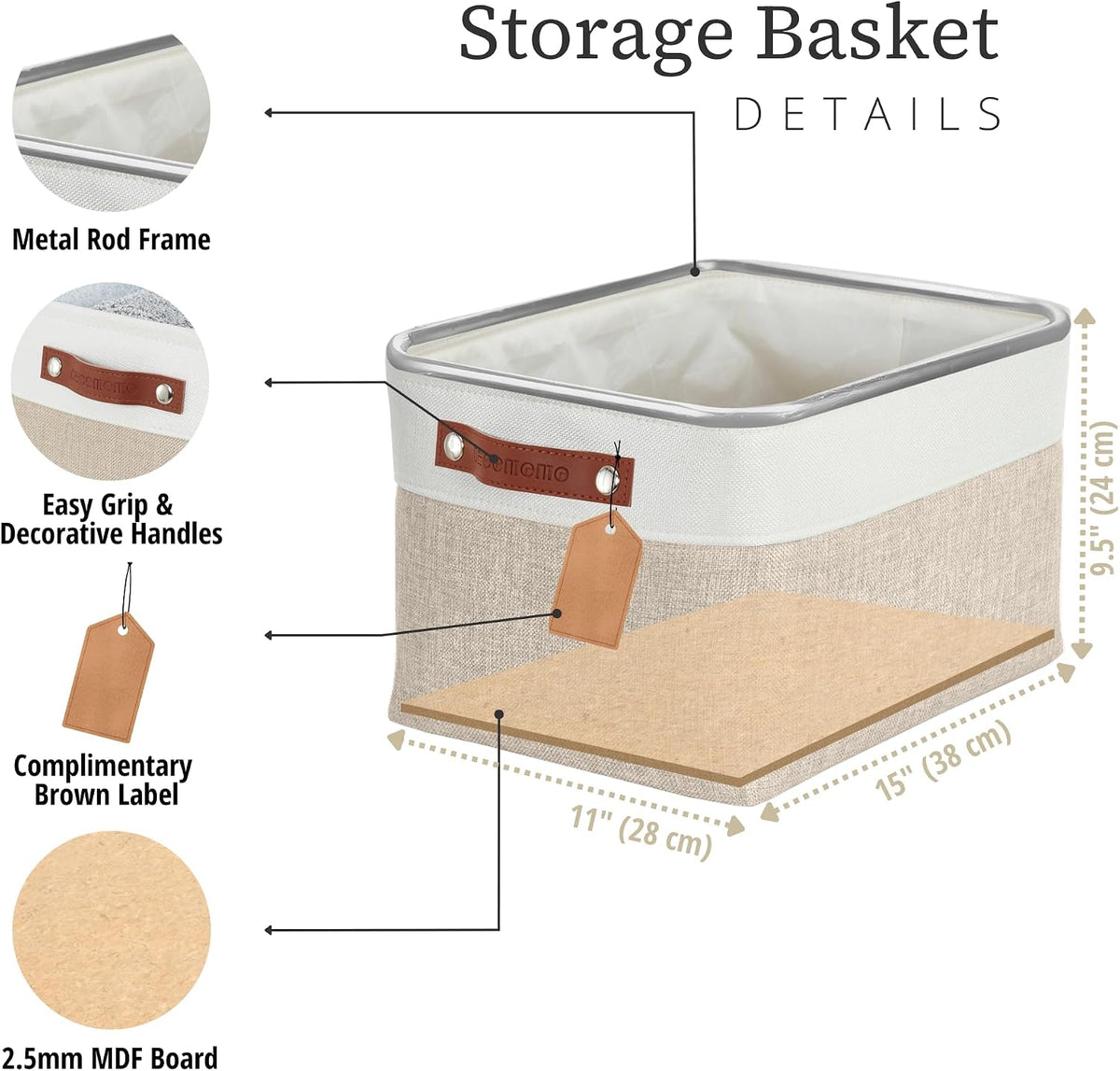 DECOMOMO Storage Bins, Large Fabric Storage Baskets for Shelves 1 Pack