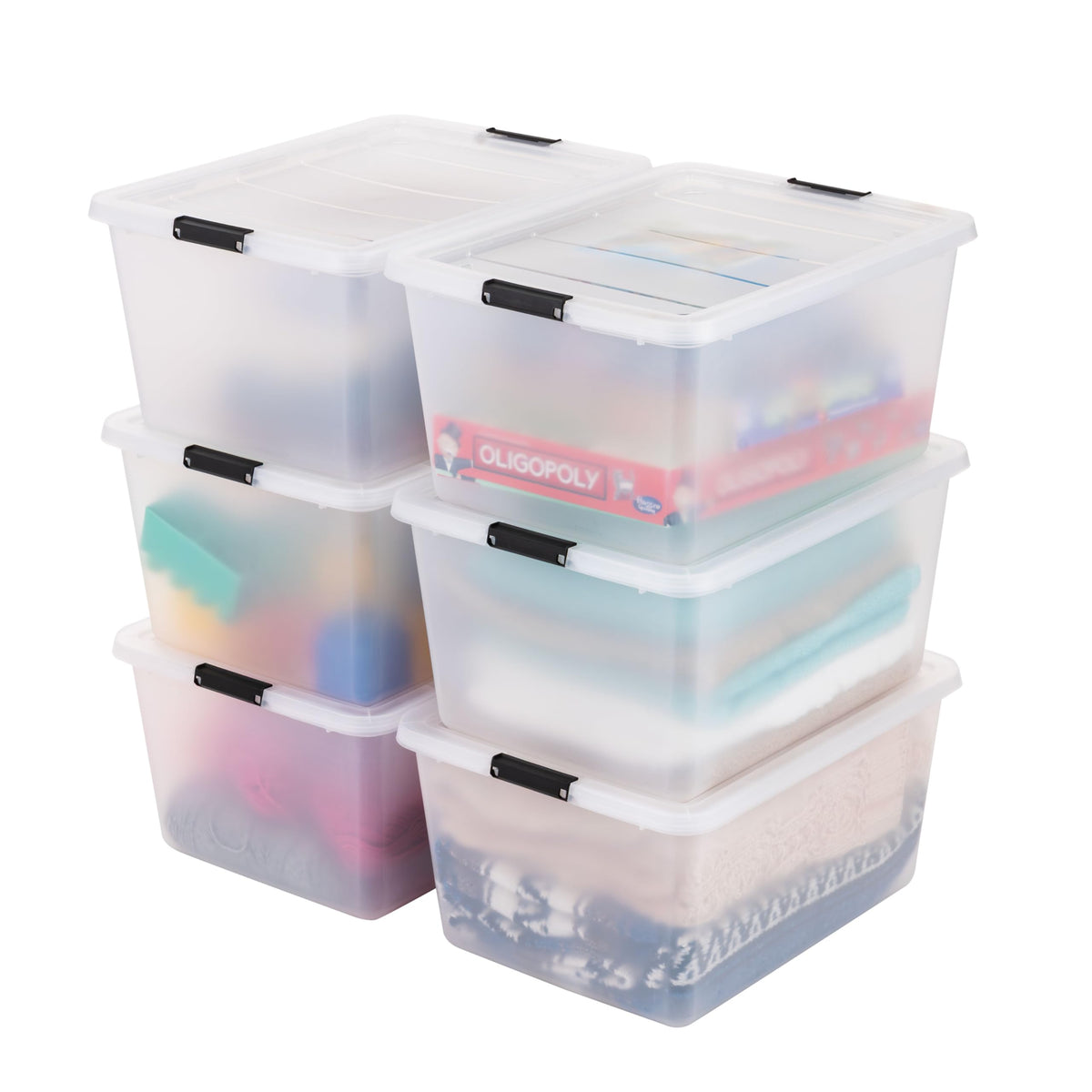 IRIS USA 6-Pack 55 Quart Clip Box with Latching Lid