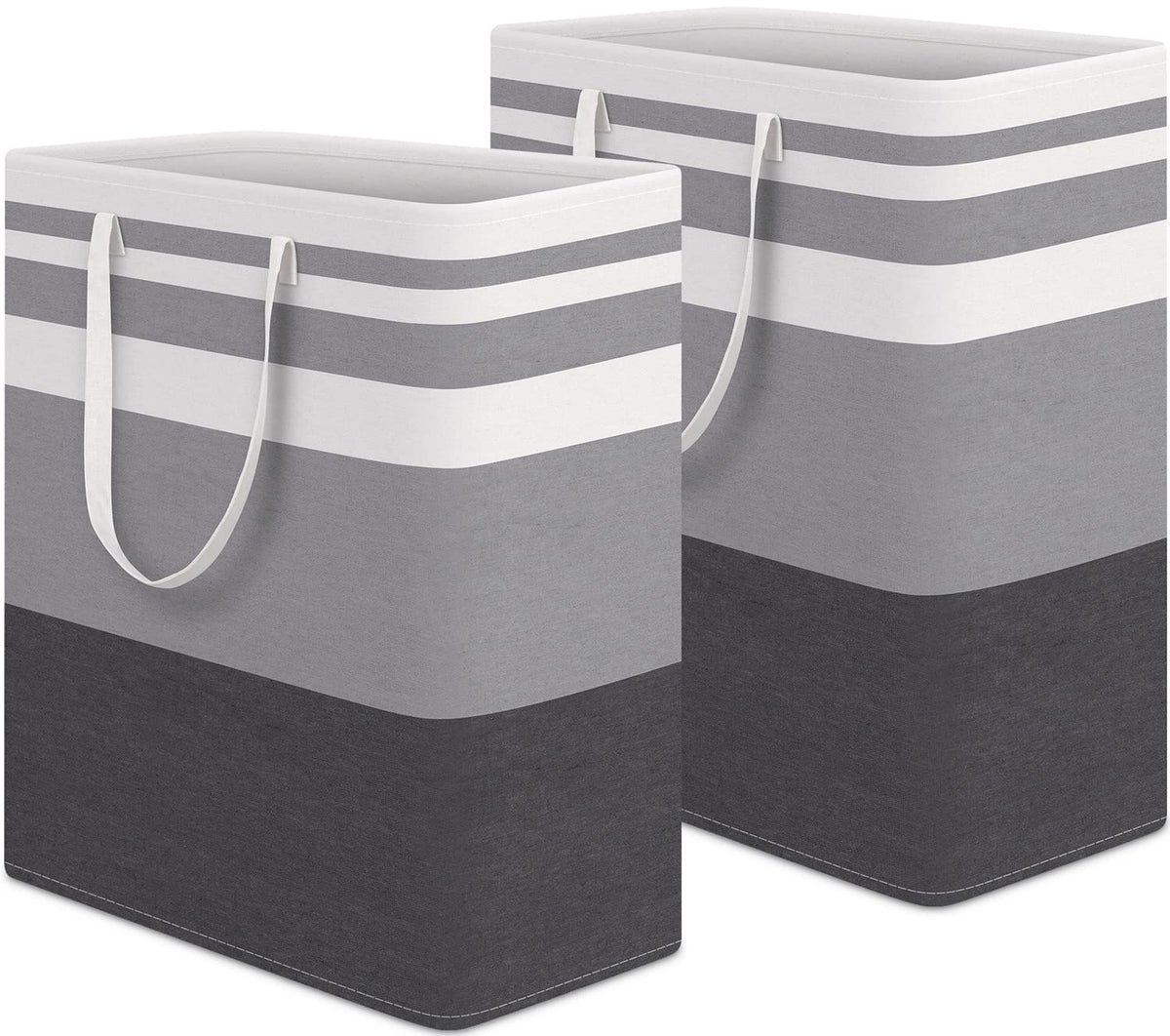 HomeHacks 2 Pack Large Laundry Baskets, Laundry Hampers Bags (Grey 75Lx2)