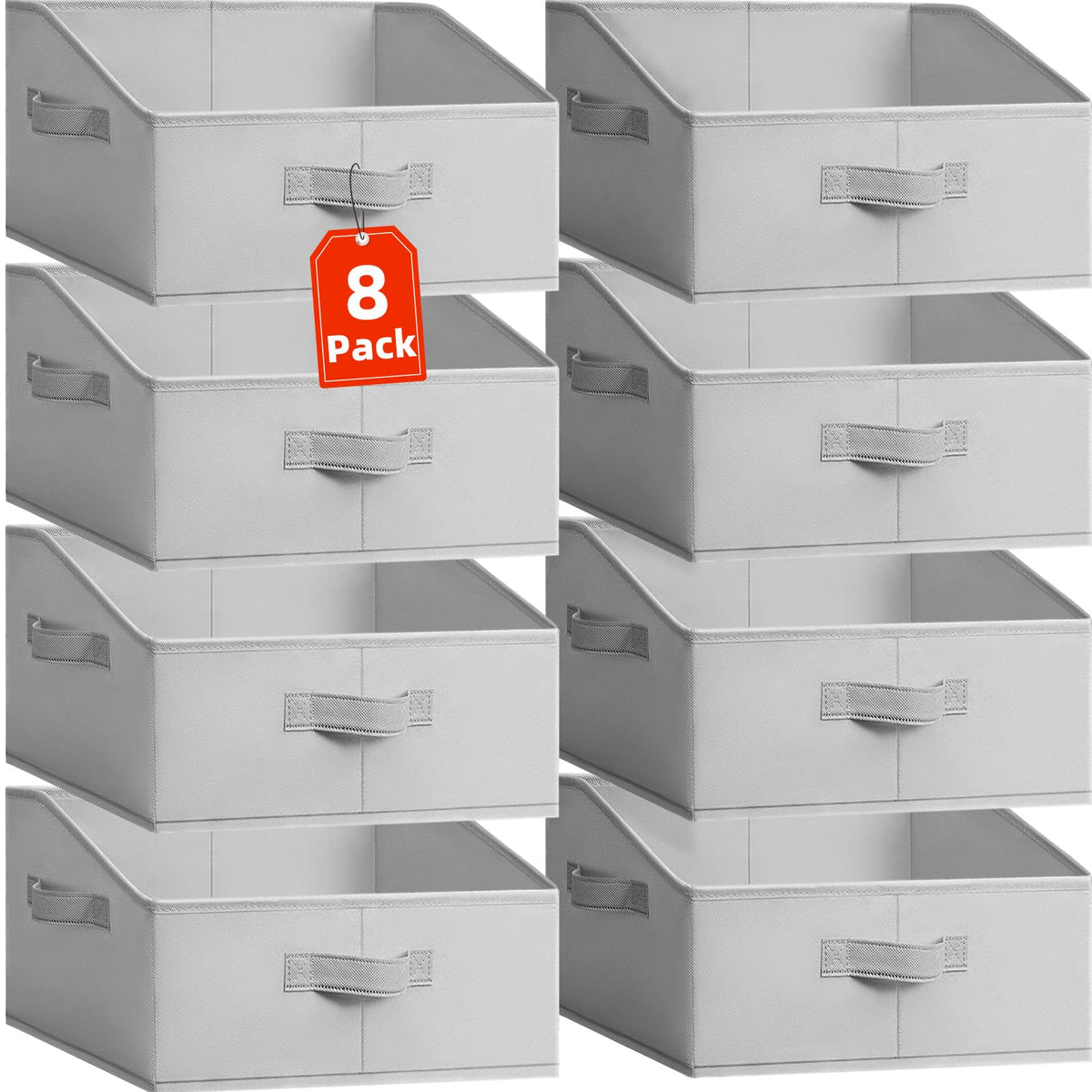 Criusia Closet Organizers Bins 4 Pack - Large Collapsible Shelf Organizer with Handles - Fabric Trapezoid Home Organization and Storage Baskets for Organizing Clothes Toy Blanket Towel Purse Hats