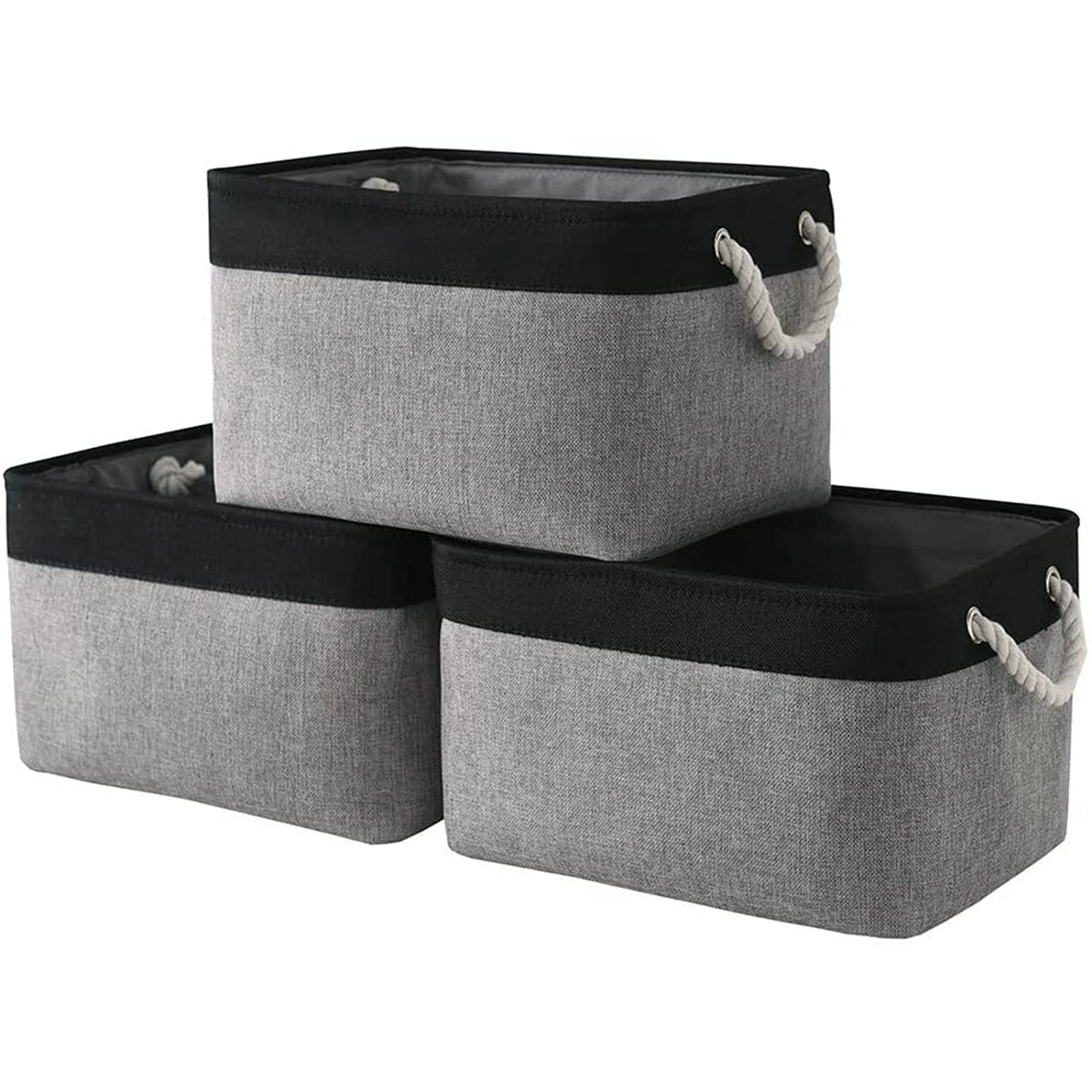 Small Storage Baskets for Shelves,Fabric Storage Baskets for Closet,Rectangular Collapsible Baskets for organizing Clothes,Books,Gifts