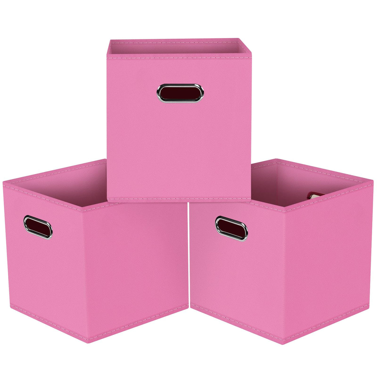 Black Foldable Storage Cubes Bins , Fabric Storage Box Cubes Organizer Baskets with Dual Handles for Home Organizer (Black)