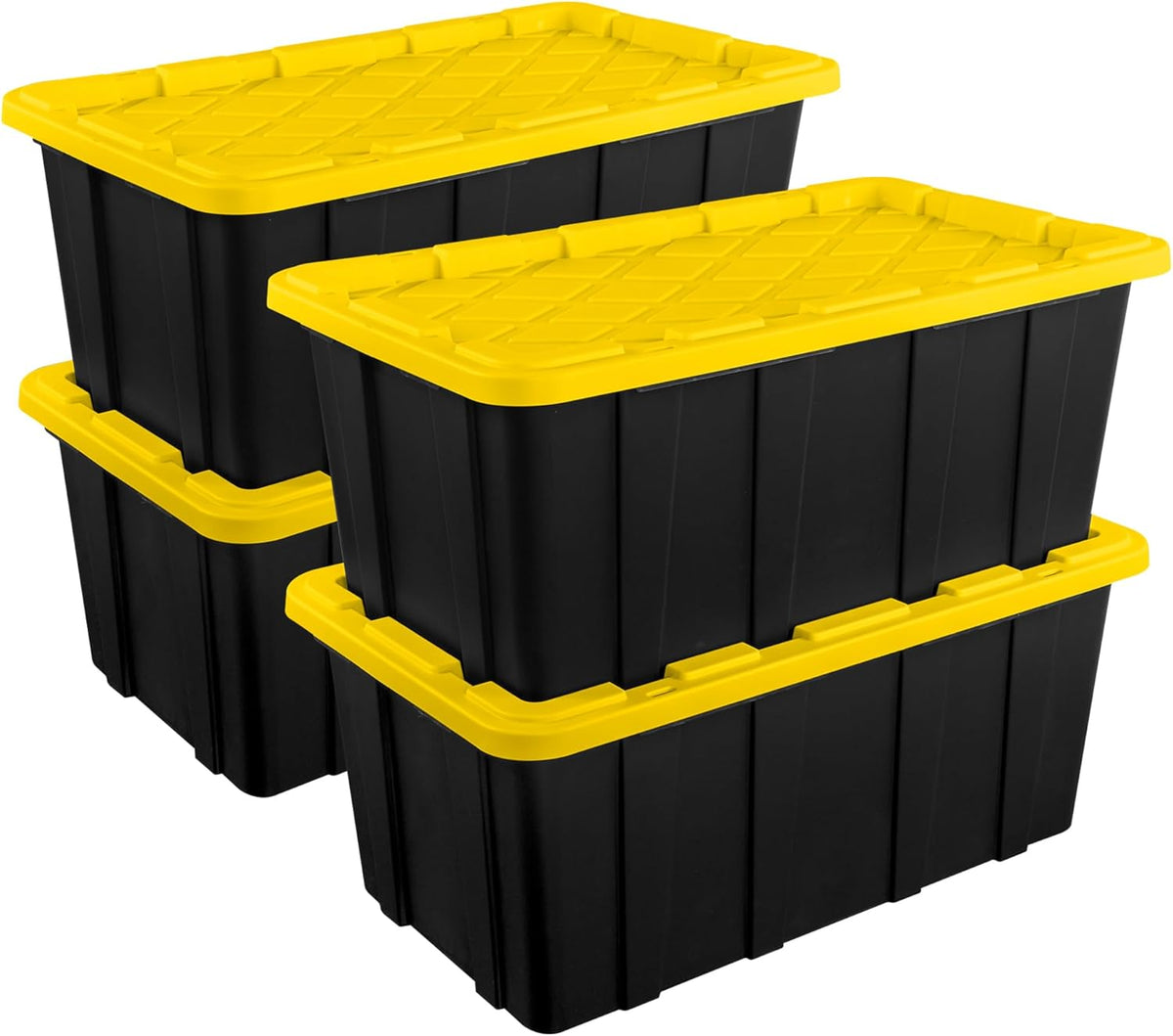 Sterilite Industrial Storage Tote with Lids for Garage, 38 Gallon, 4-Pack