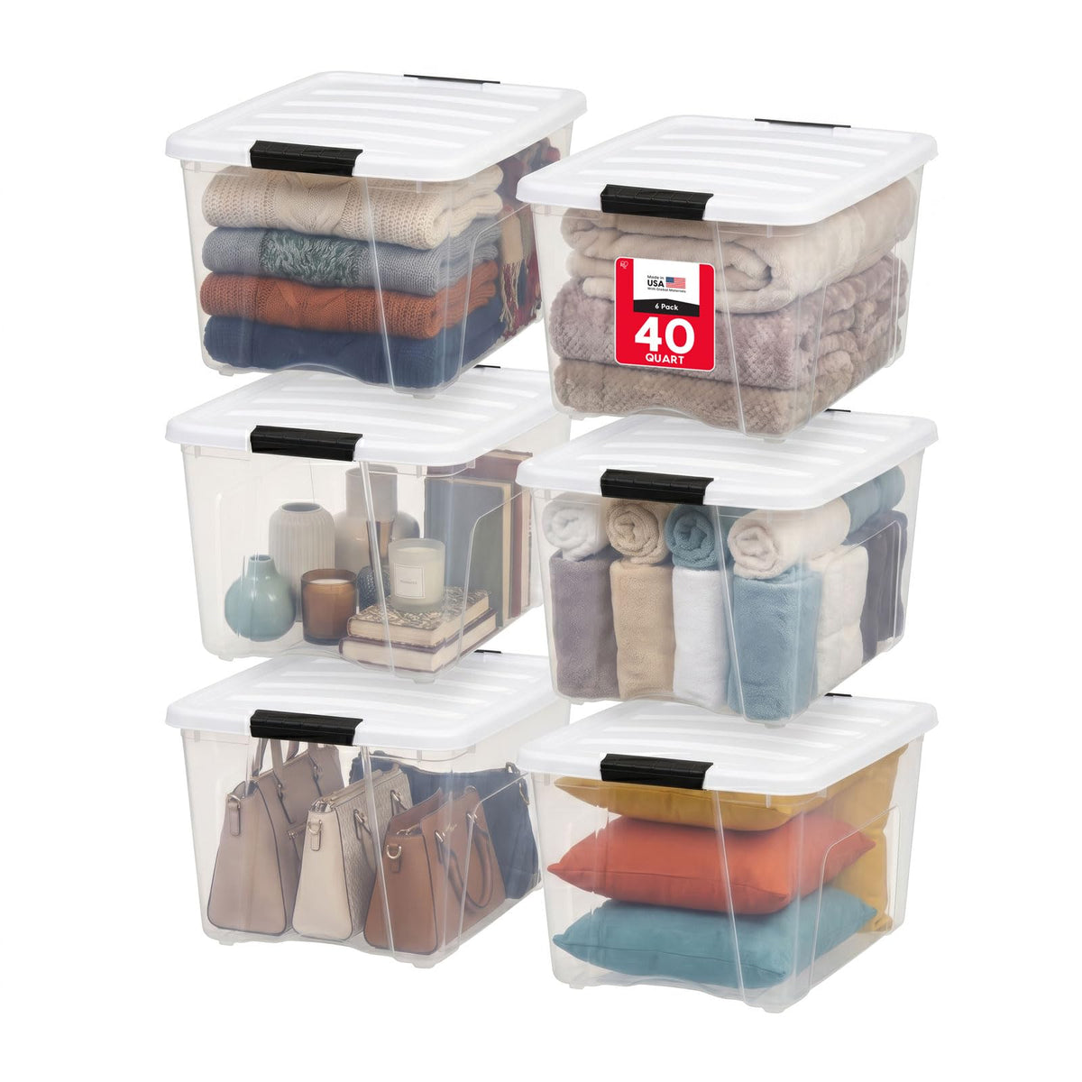 IRIS USA 6-Pack 72 Quart Storage Bins with Lids, Clear