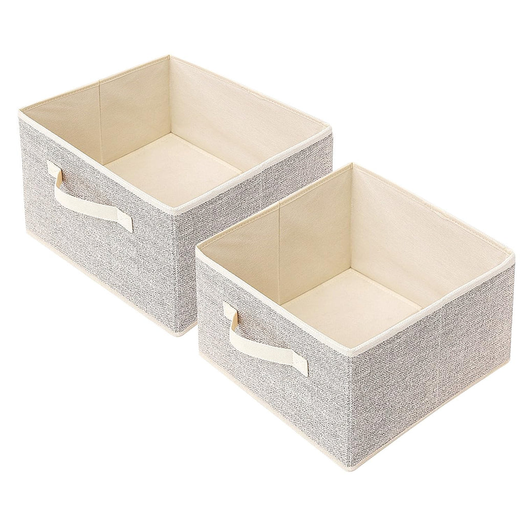 Storage Baskets, 11-Inch Woven Fabric Bins, Storage Cubes with Reinforced Handles, Organizer Bins for Closet Shelves, Foldable, for Toys, Clothes, Natural Beige (3PCS/Beige-11*11*7.8inch)