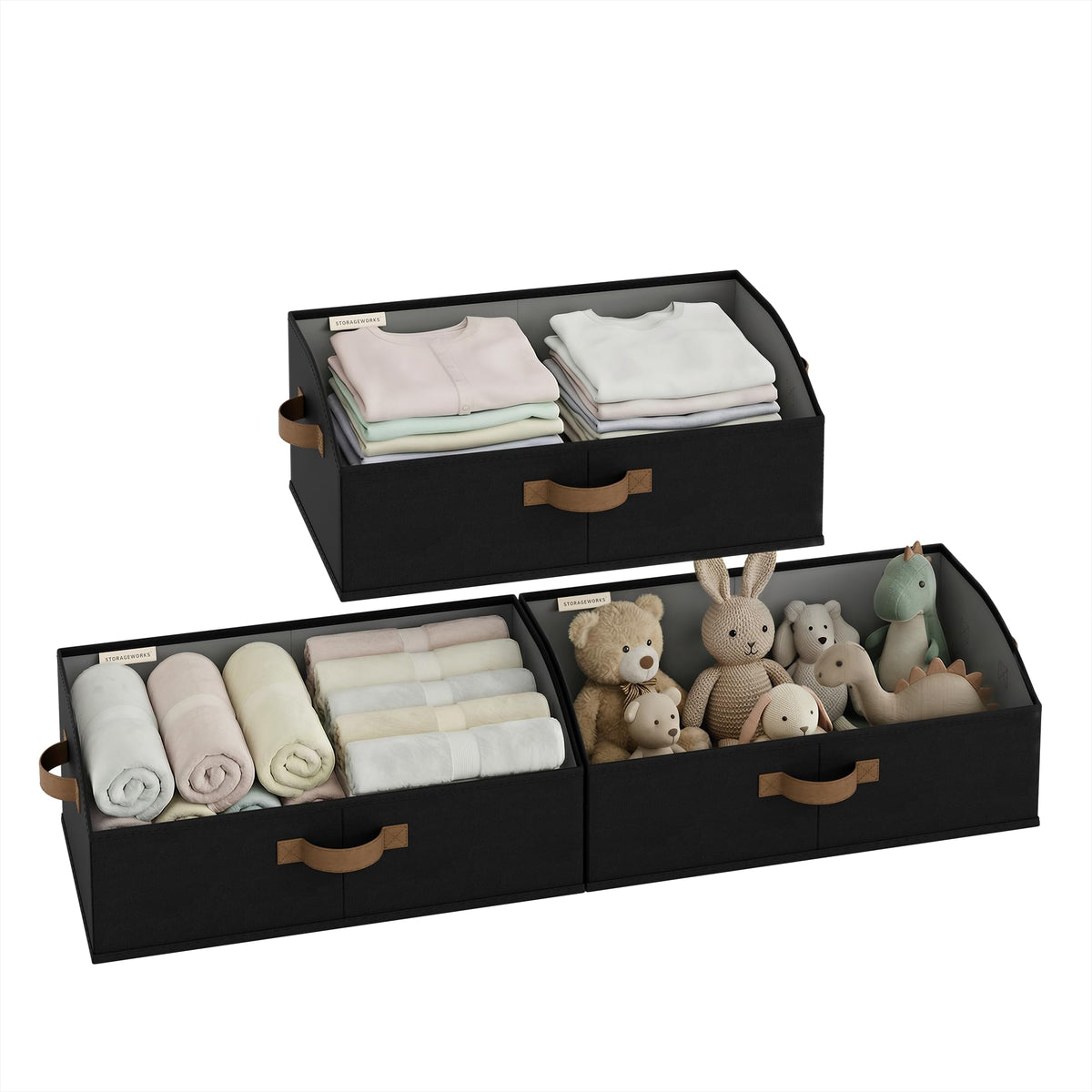 StorageWorks Closet Storage Bins Trapezoid, Beige, Small, 3-Pack