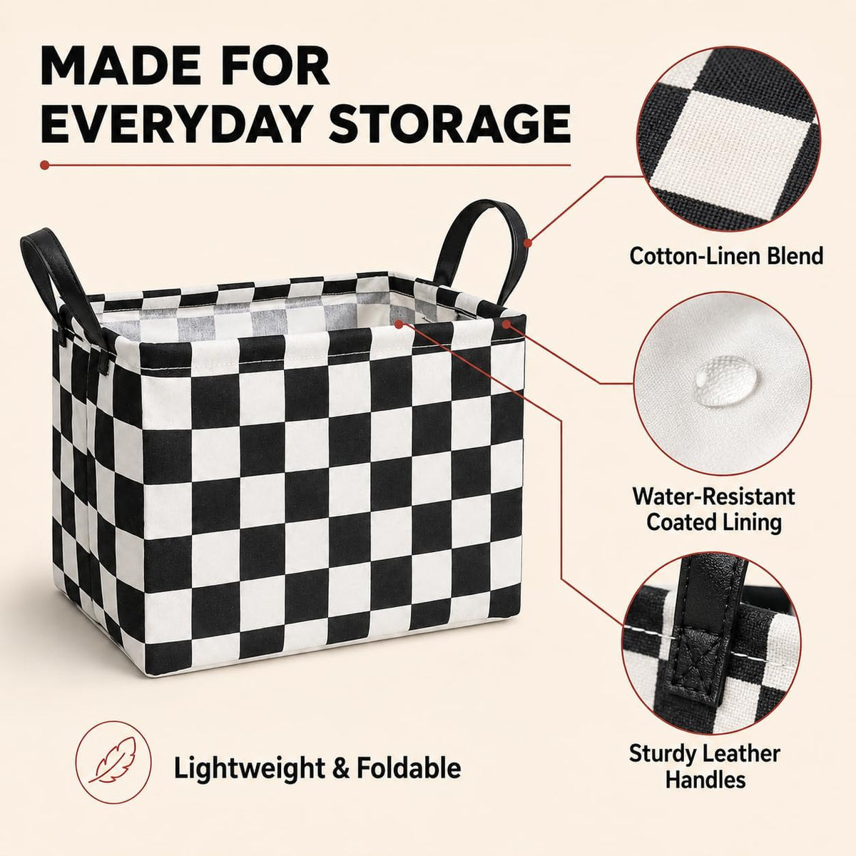 MAIZMZ Rectangular Storage Basket Collapsible Organizer Bin Waterproof Toy Box for Organizing Home/Dorm/Kitchen/Pet/Office/Closet/Shelf/Gift Baskets