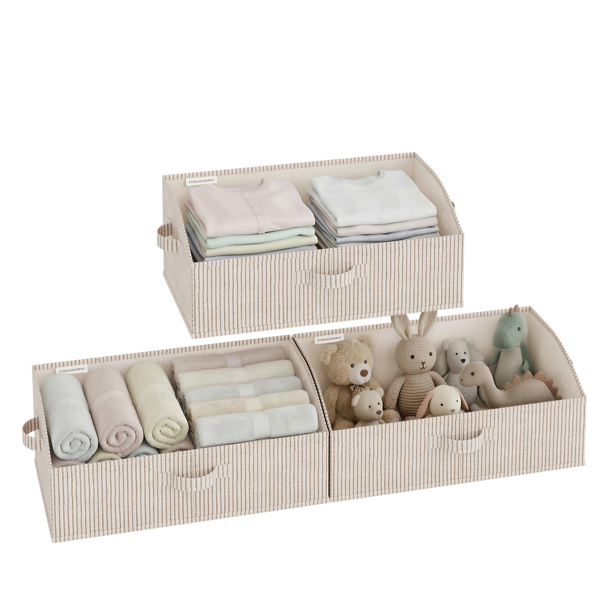 StorageWorks Closet Storage Bins Trapezoid, Beige, Small, 3-Pack