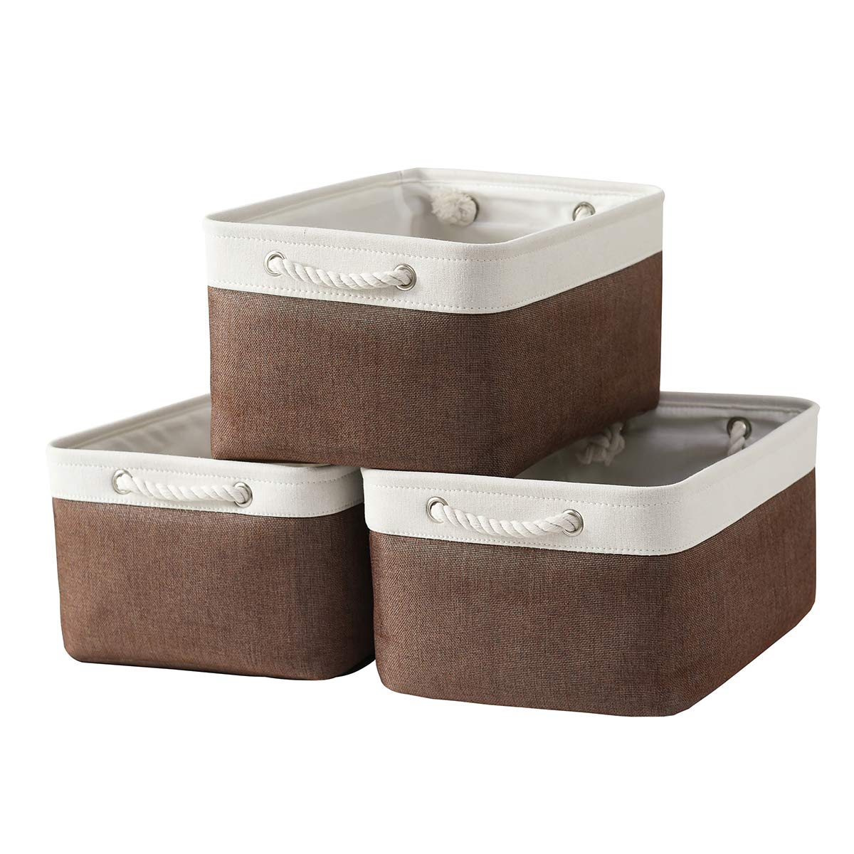 Small Storage Baskets for Shelves,Fabric Storage Baskets for Closet,Rectangular Collapsible Baskets for organizing Clothes,Books,Gifts