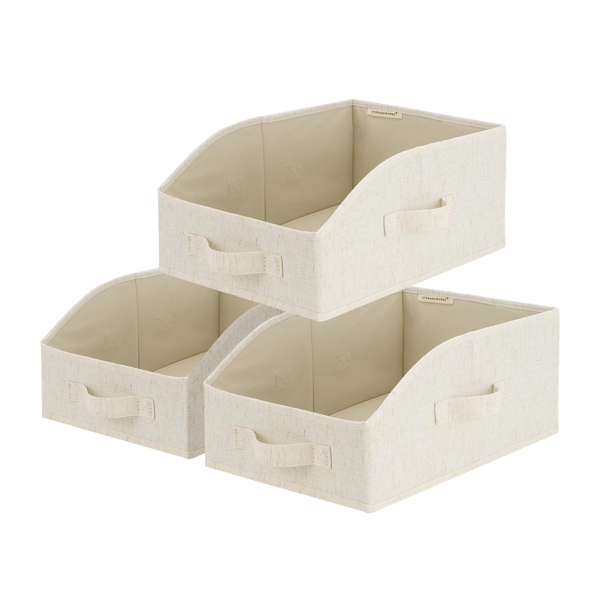 StorageWorks Closet Storage Bins Trapezoid, Beige, Small, 3-Pack