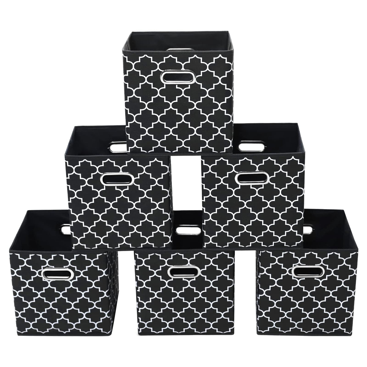 Yunkeeeper storage bins Cubes, Fabric Cube Organizer with Handle, Foldable Cube Bins for Cloth or Accessary Storage, 11x11x11, Set of 3,(Gray)
