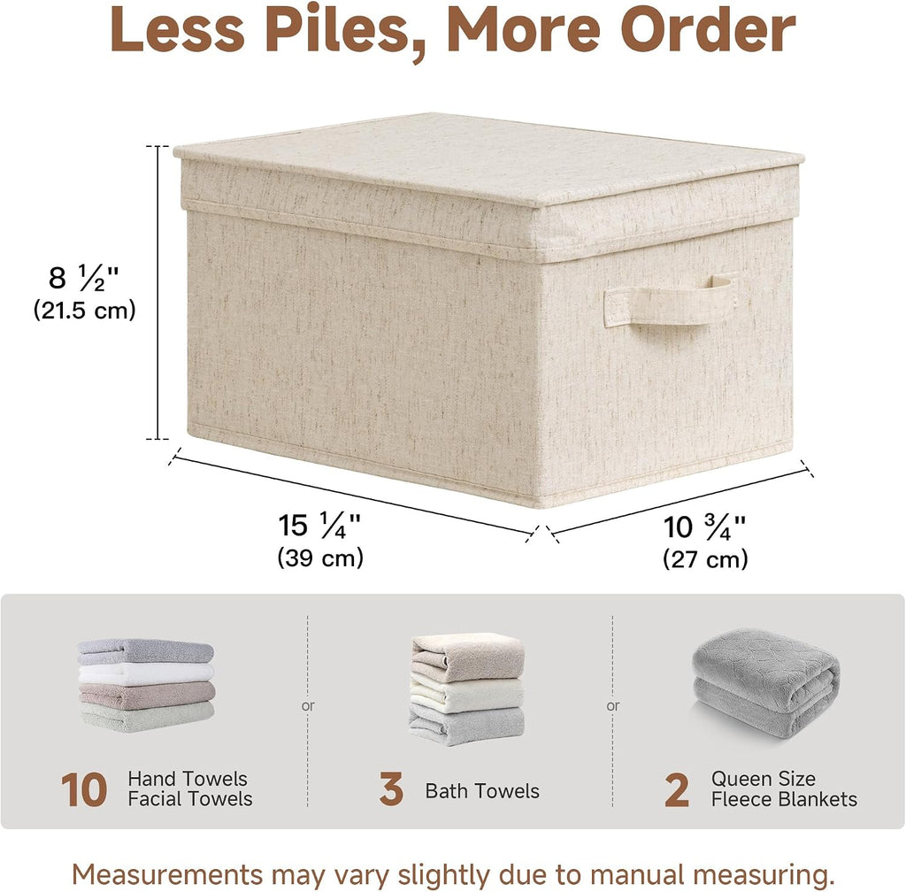 StorageWorks Fabric Storage Bins, Storage Basket with Lid, Closet Bins