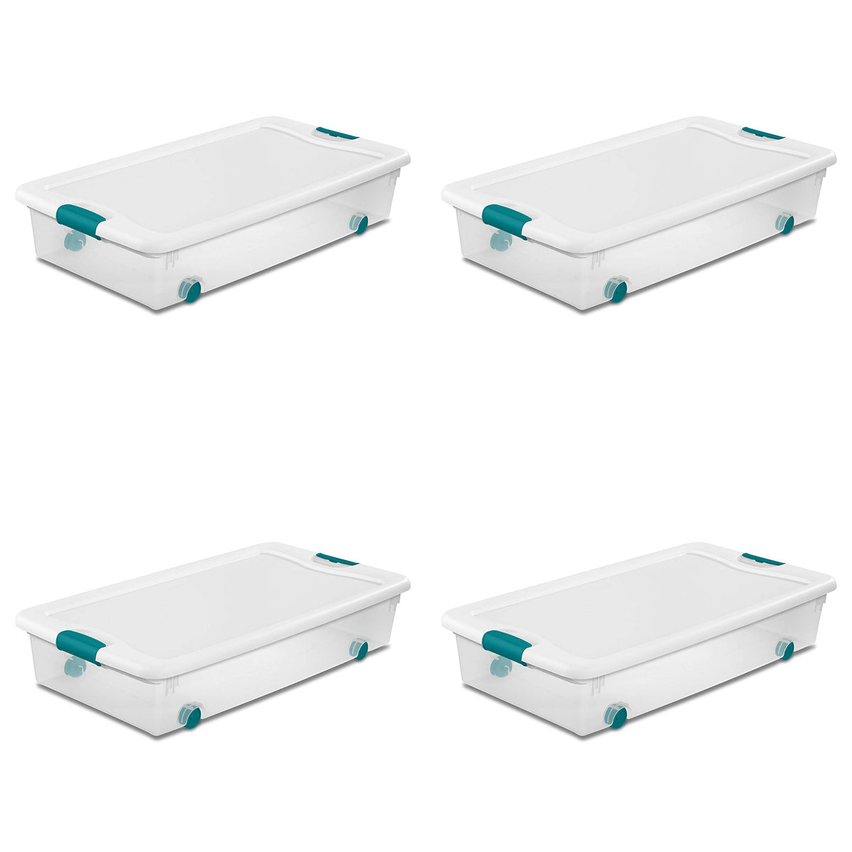 Sterilite Latching Box with Lids for Home and Office, 64 Quart, 4-Pack