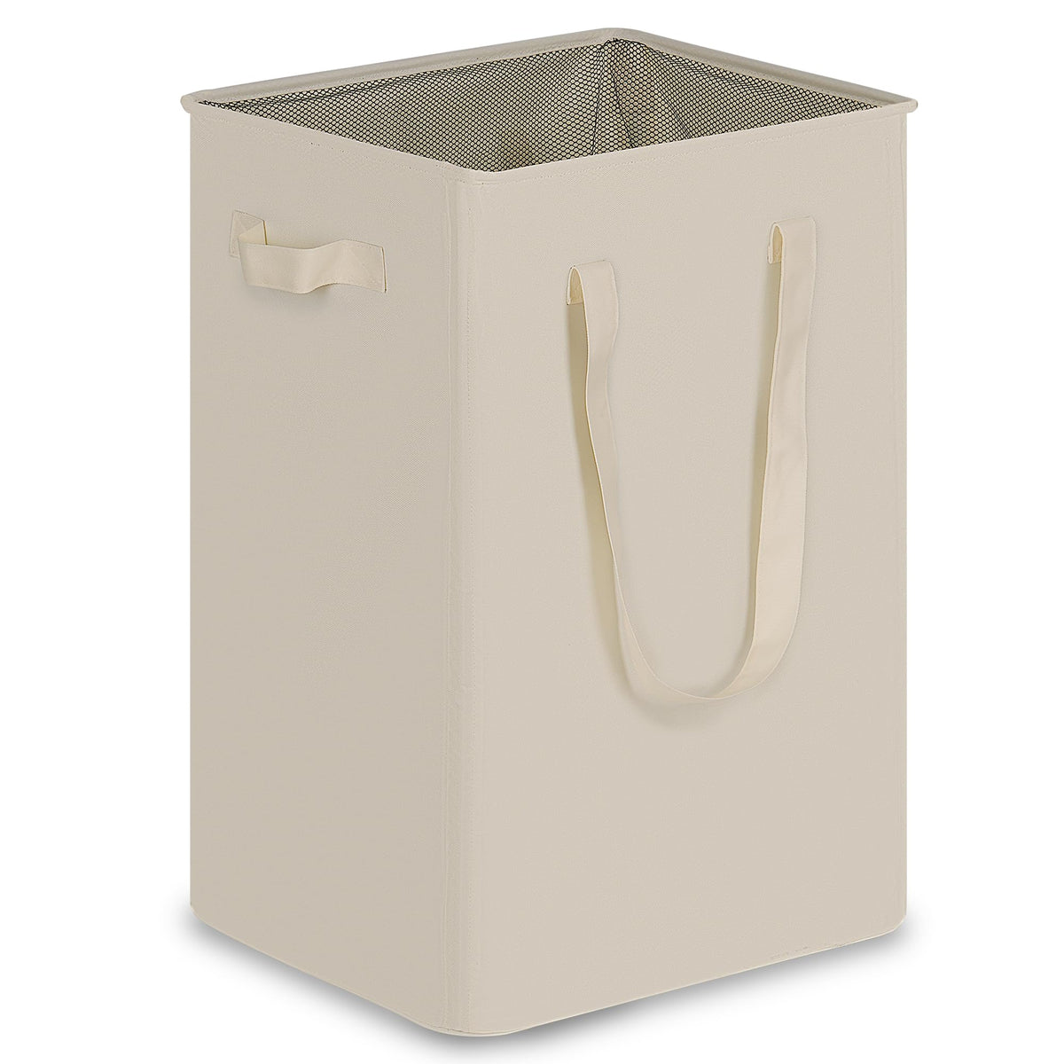 efluky Slim Laundry Basket, Narrow Laundry Hamper with Handles, Collapsible Dirty Clothes Hamper, Tall Laundry Bin for Laundry Room, Dorm and Bedroom, 12.7 Gallons(48L) Beige