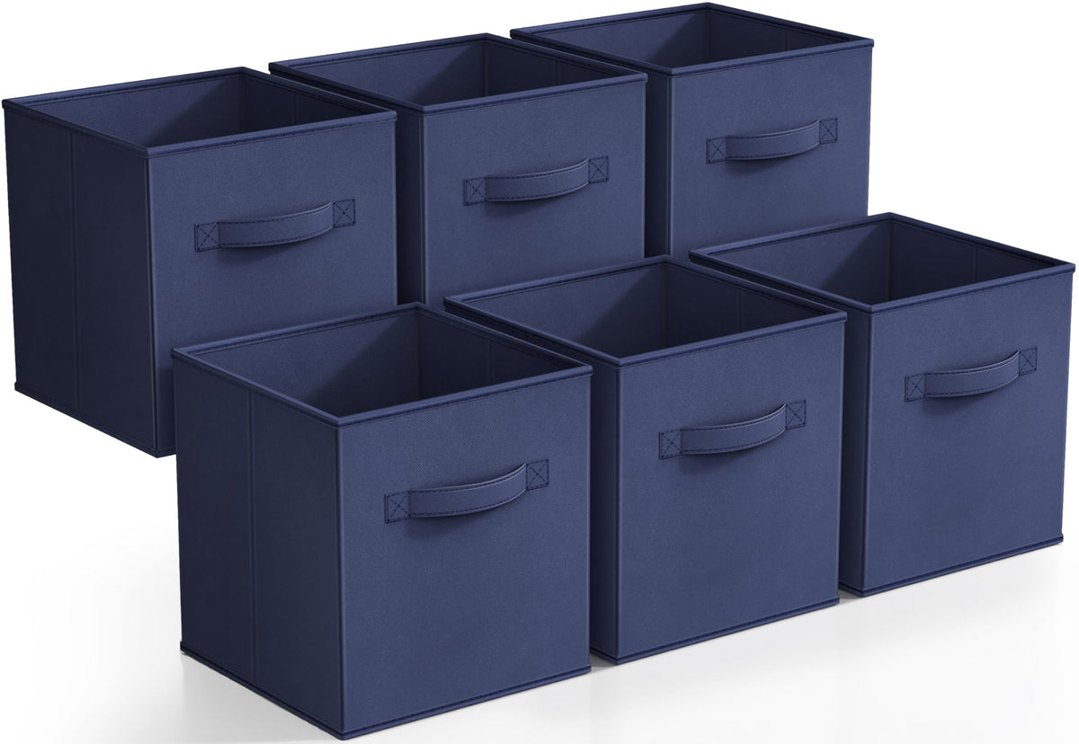 Sorbus Fabric Storage Cubes, 6-Pack Foldable Bins (11 Inch, Dark Green)