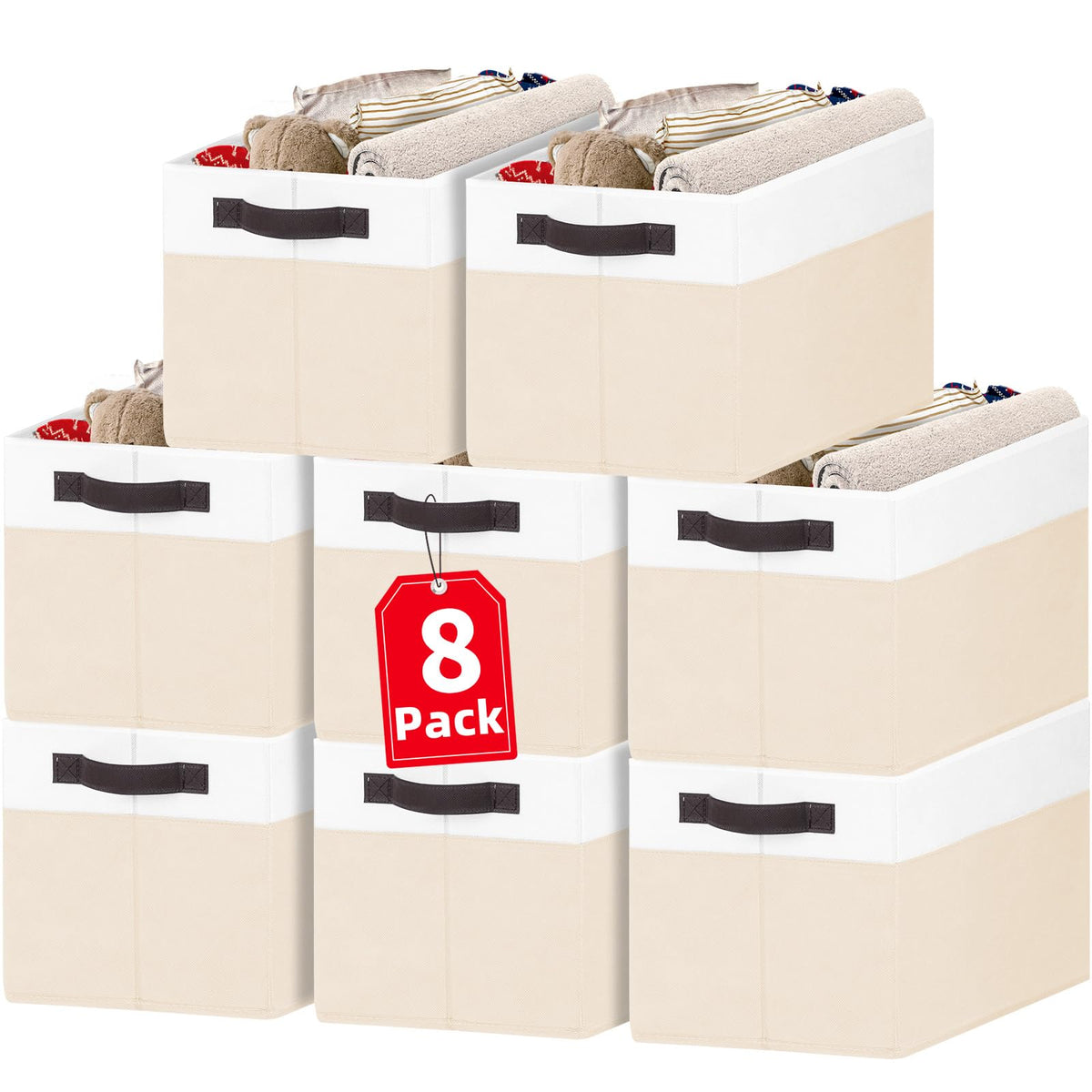 Criusia Large Storage Baskets 8 Pack Versatile Fabric Storage Bins for Closet Cabinet Wardrobe Nursery Pantry | Nursery Organizer Bins for Baby Diaper Toys Clothes | Housewarming Mothers Day Gift
