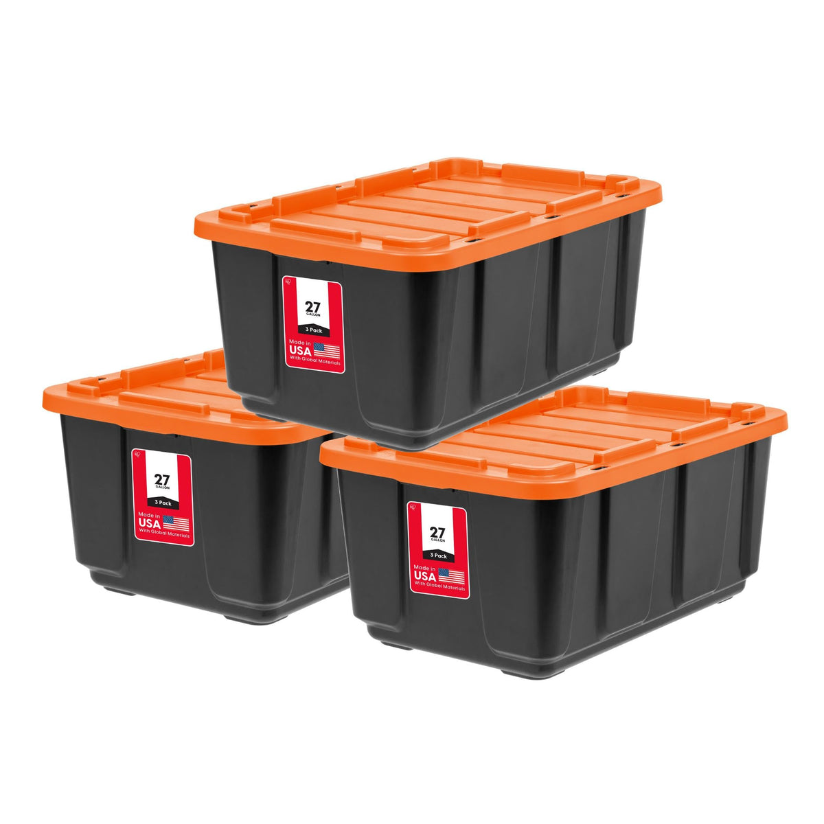 IRIS USA 4-Pack 27 Gal Heavy Duty Storage Tote Bins with Lids, Gray