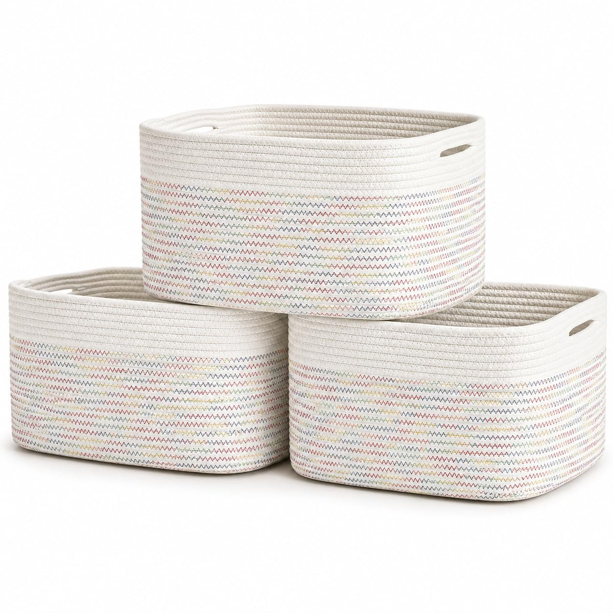 OrganiHaus Rainbow Baskets for Shelves, Set of 3, 15x9x10