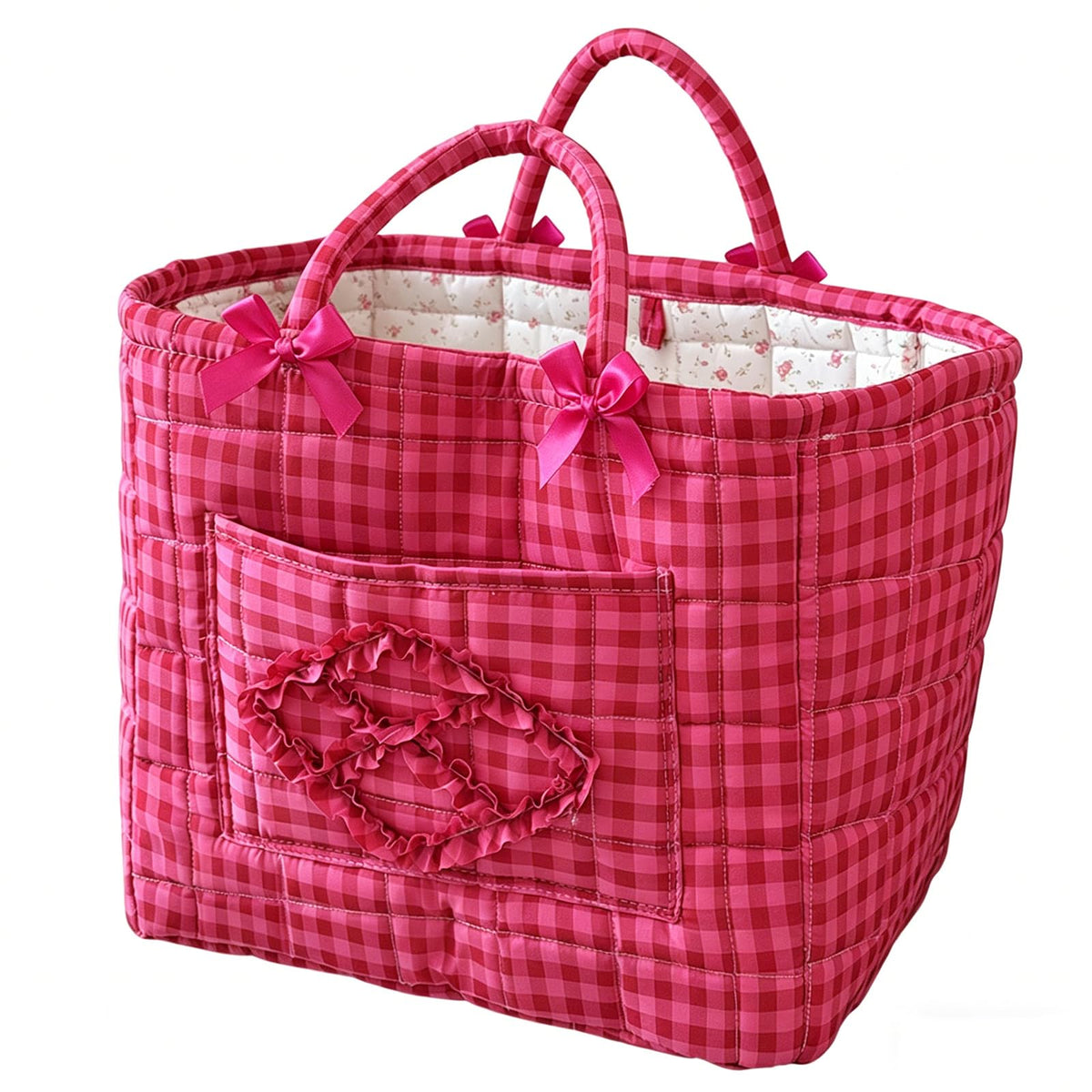 vctops Boho Fabric Quilted Storage Basket for Organizing, Basket Organizer Gift Baskets with Handles, Storage Bins for Toys, Books, Towels, and Clothes, Collapsible Fabric(Pattern F,13"x10.6"x10")
