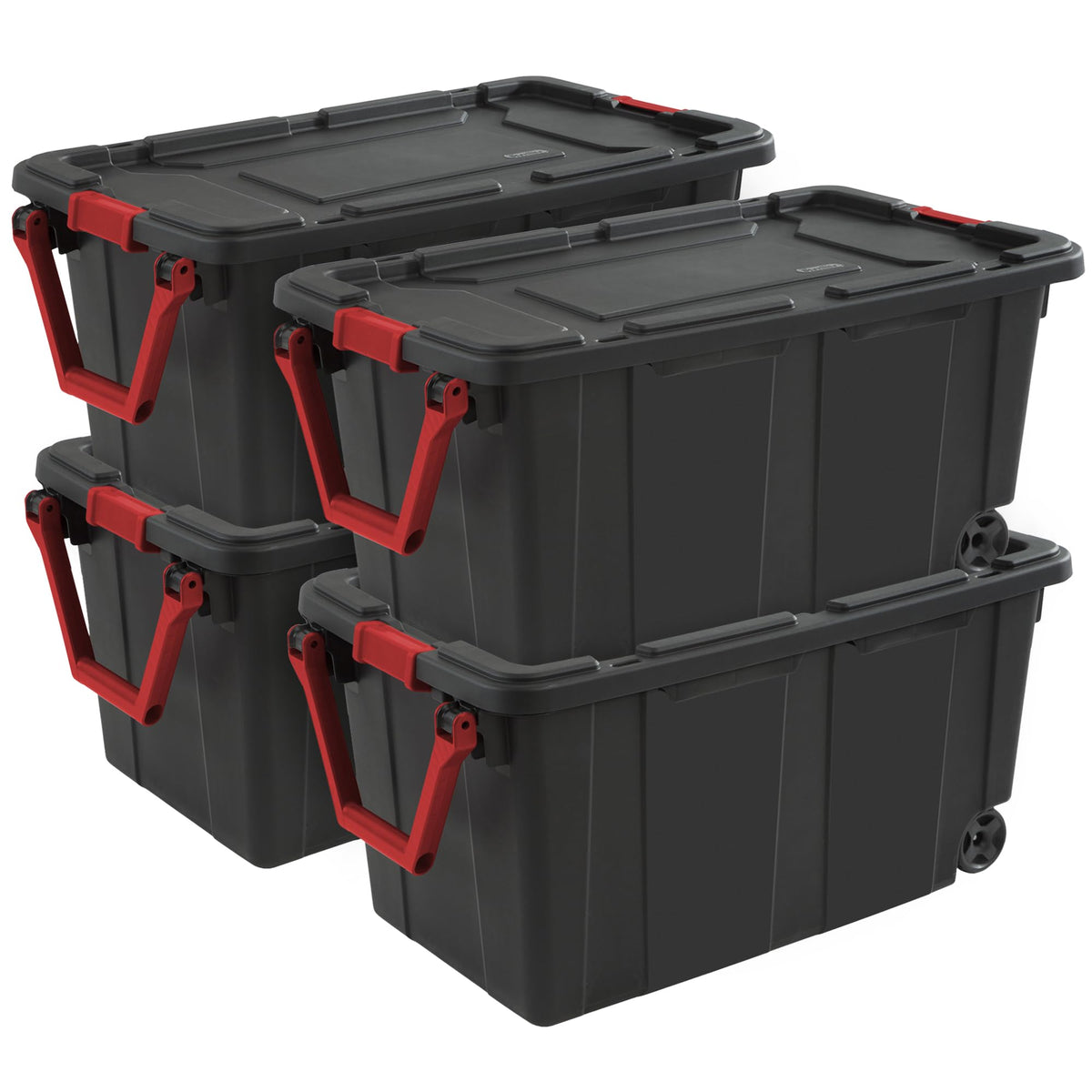 Sterilite Industrial Storage Tote w/Wheels for Garage, 40 Gallon, 8-Pack