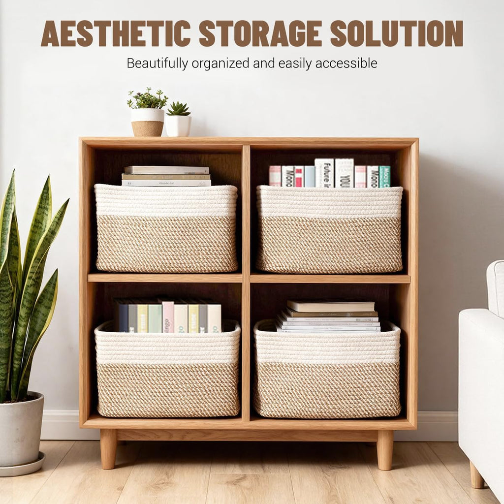 5 Pack Woven Storage Baskets, Decorative Storage Bins for Organizing